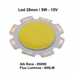 Led Cob 5W, 26mm, 6000 - 6500K / Alb-rece Led Cob 5W, 26mm, 6000 - 6500K / Alb-rece