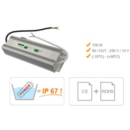 Sursa alimentare LED 12V 150W (12,5A) exterior IP67