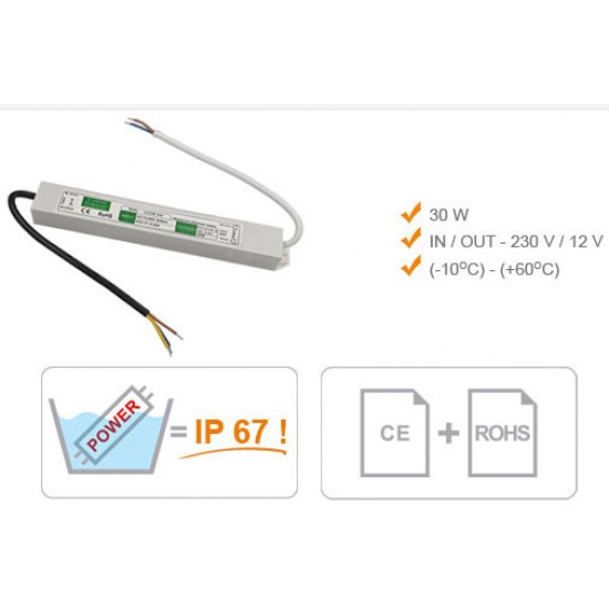 Sursa alimentare LED 12V 30W (2,5A) exterior IP67