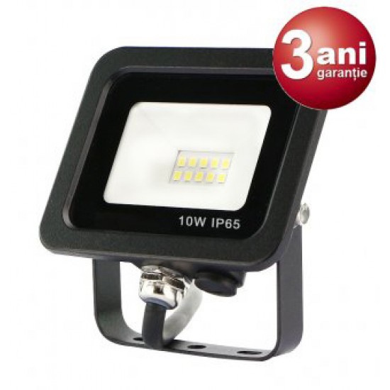 Proiector LED 10W SMD, 3 ani Garantie, ultra Slim, lumina rece, negru