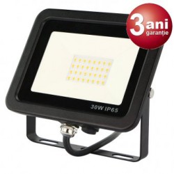 Proiector LED 30W SMD, 3 ani Garantie, ultra Slim, lumina rece, negru